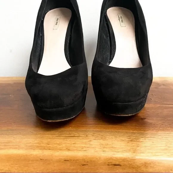 Authentic MIU MIU Black Suede Pumps 39  - Picture 10 of 11